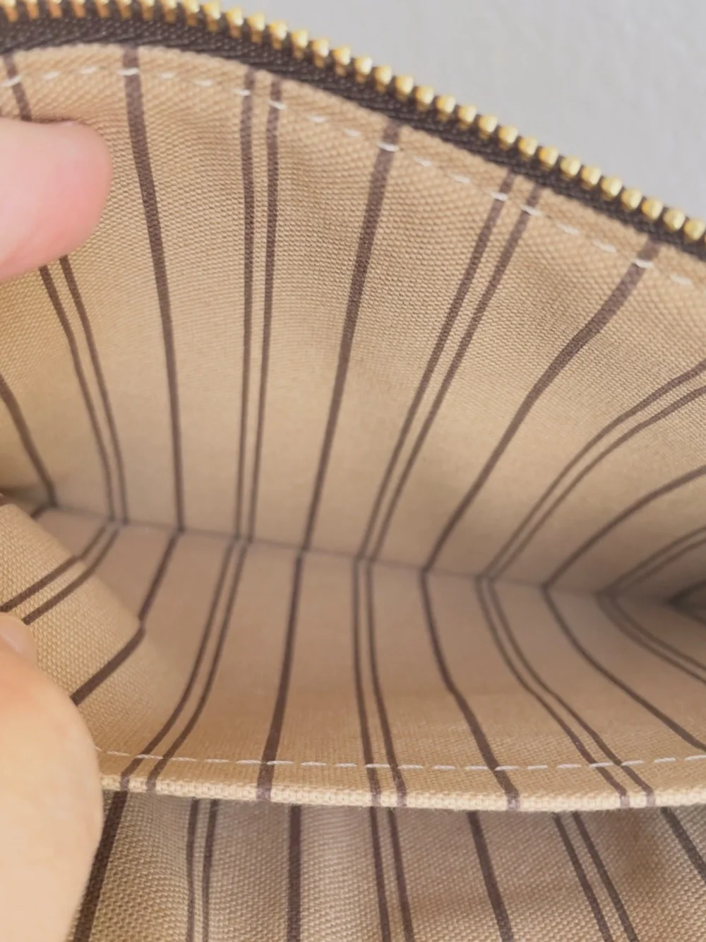 Louis Vuitton LV Brown Canvas Leather Monogram Neverfull Pouch